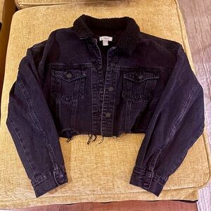 Forever 21 Black Cropped Jean Jacket